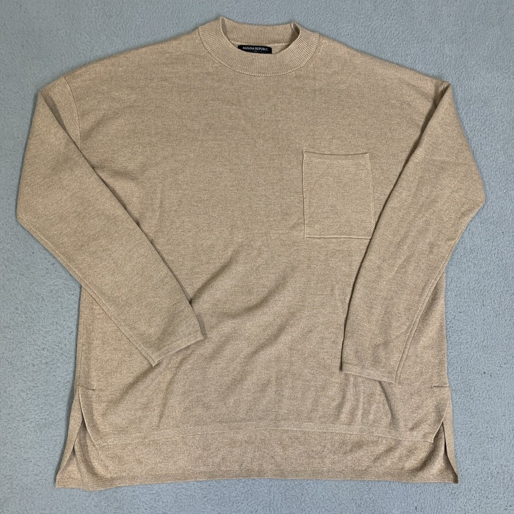 Banana Republic Sweater Women's Size Medium Mock Neck Long Sleeve Camel Tan